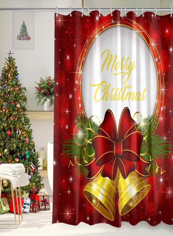 Roszwtit Merry Christmas Shower Curtain 72x72 Inch, Christmas Shower Curtains for Bathroom, Winter Xmas Holiday Home Decor Waterproof Fabric with Hooks - Image 1